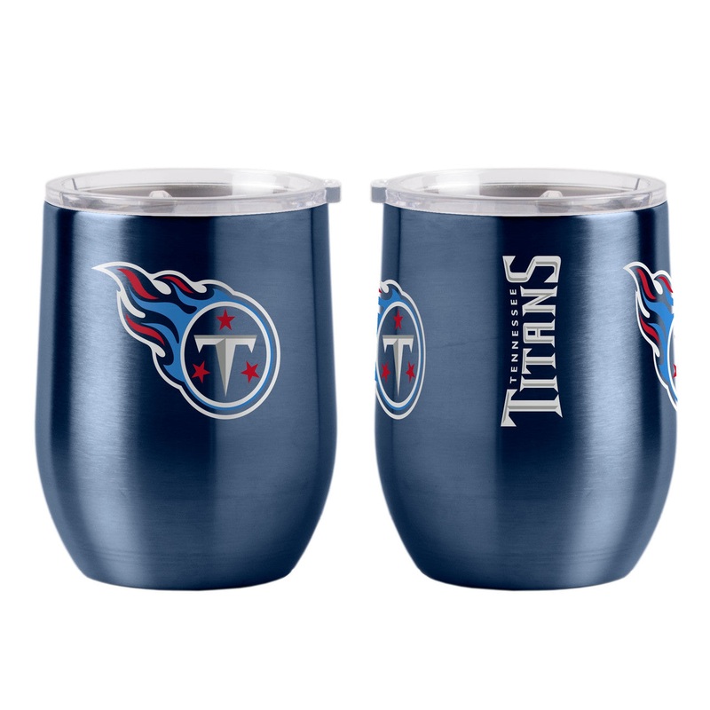 Logo Brands Tennessee Titans 16oz Stainless Steel Curved Travel Tumbler