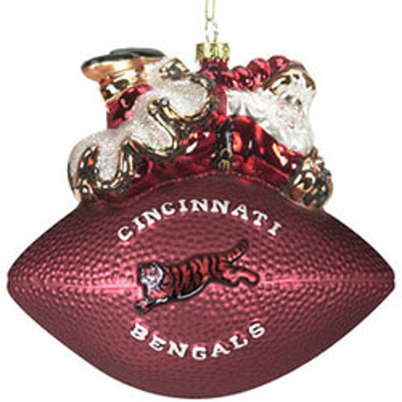 SC Sports Cincinnati Bengals 5 1/2 Inch Peggy Abrams Glass Football Ornament