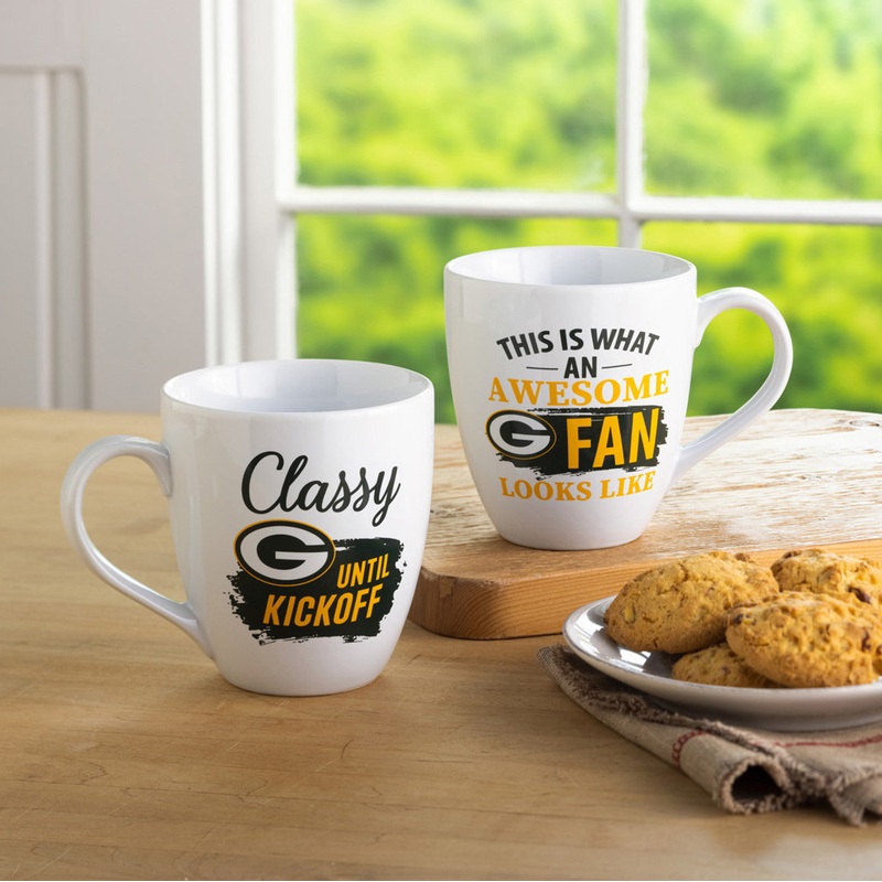 Evergreen Enterprises Green Bay Packers 17oz 2 Piece Ceramic Coffee Mug Set with Gift Box