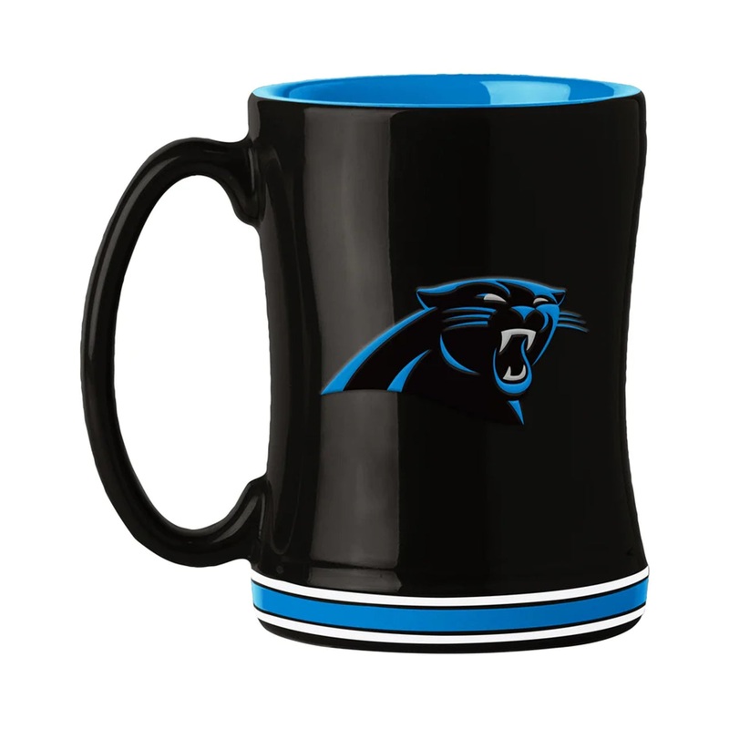 Logo Brands Carolina Panthers Team Color 14oz Sculpted Relief Coffee Mug