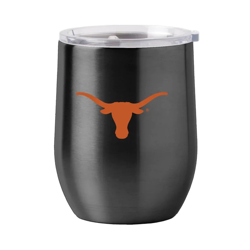 Logo Brands Texas Longhorns 16oz Curved Stainless Steel Travel Tumbler