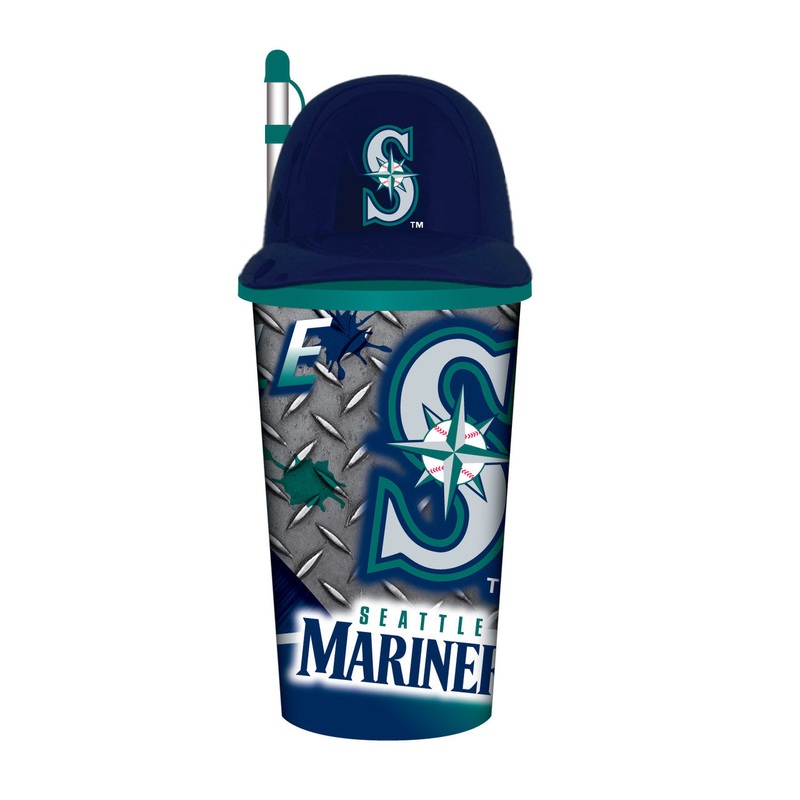 Mojo Licensing Seattle Mariners 32oz Plastic Helmet Cup with Straw