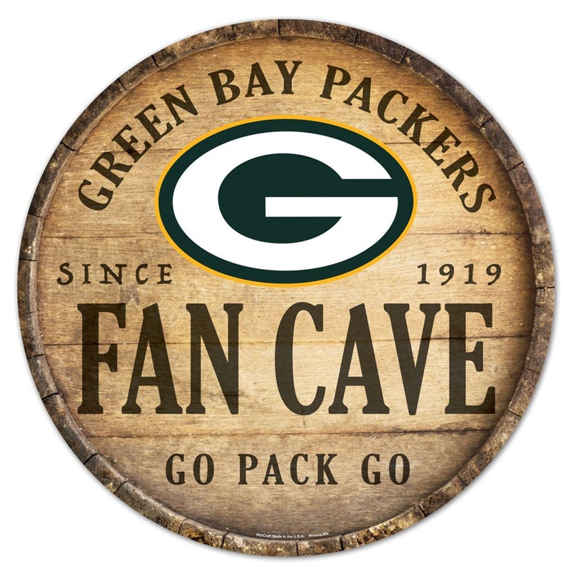 Wincraft Green Bay Packers 14 Inch Round Barrel Top Design Wood Sign
