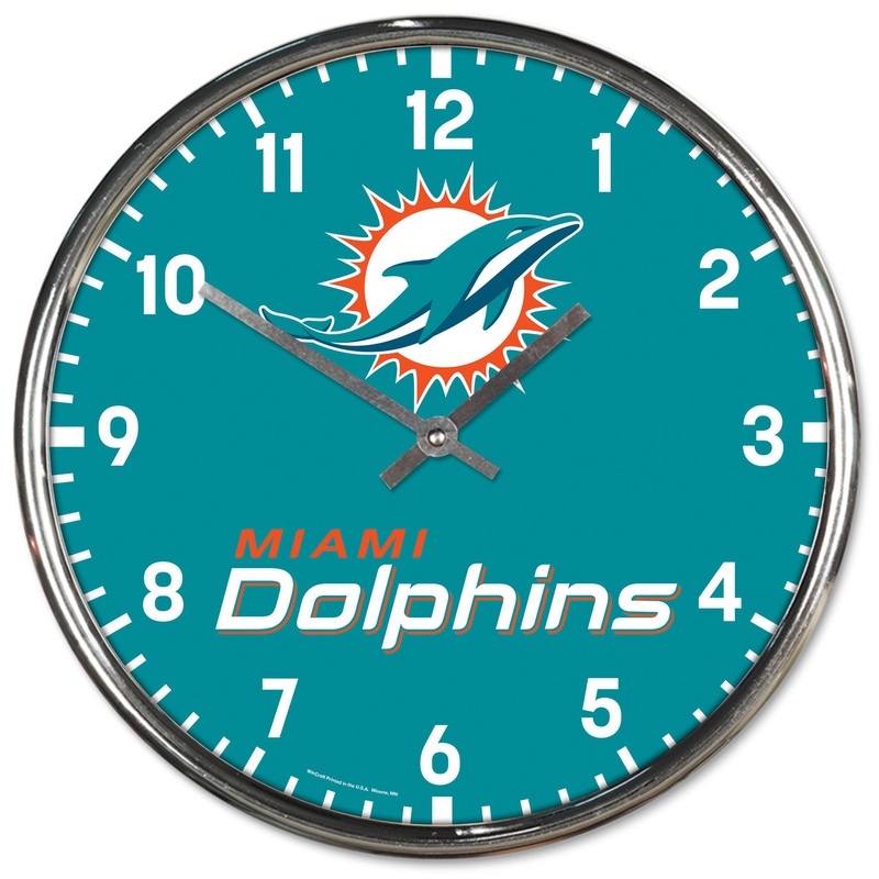 Wincraft Miami Dolphins Chrome Round Style Wall Clock