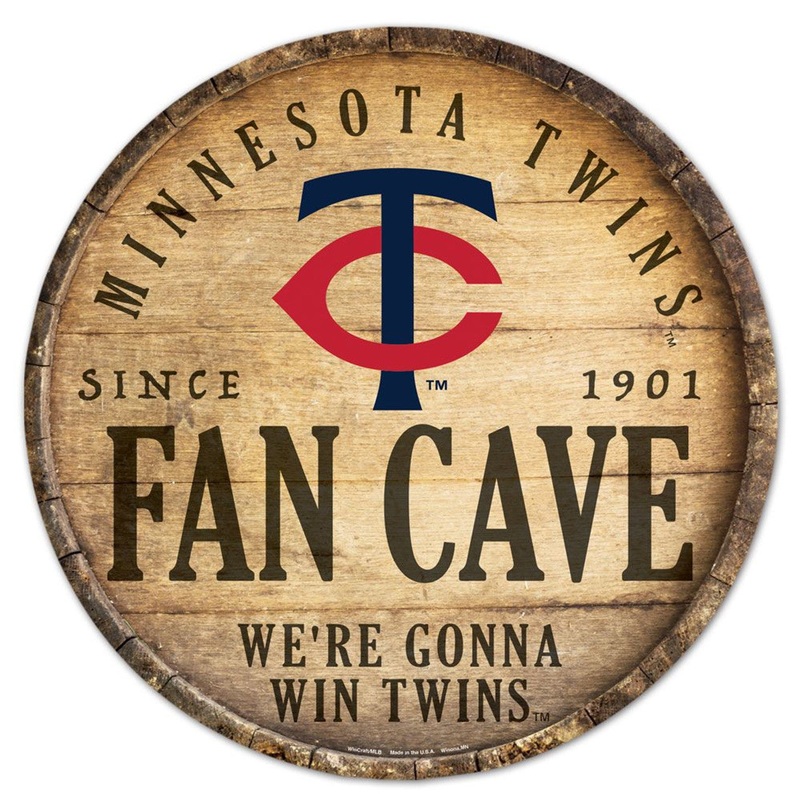 Wincraft Minnesota Twins 14 Inch Round Barrel Top Design Wood Sign