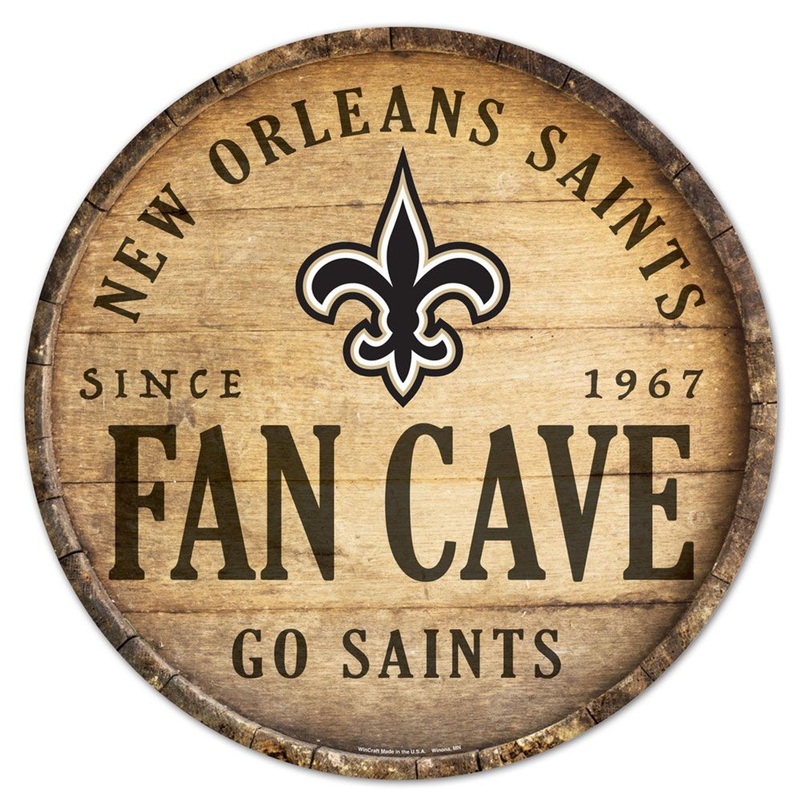 Wincraft New Orleans Saints 14 Inch Round Barrel Top Design Wood Sign