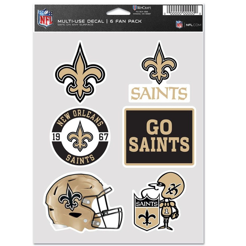 Wincraft New Orleans Saints Fan 6 Pack Multi Use Decal