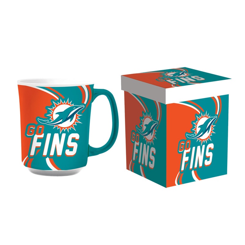 Evergreen Enterprises Miami Dolphins 14oz Ceramic Coffee Mug with Matching Box