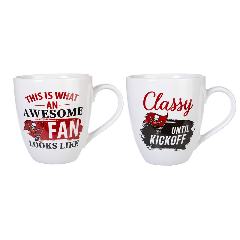 Evergreen Enterprises Tampa Bay Buccaneers 17oz Ceramic 2 Piece Coffee Mug Set with Gift Box