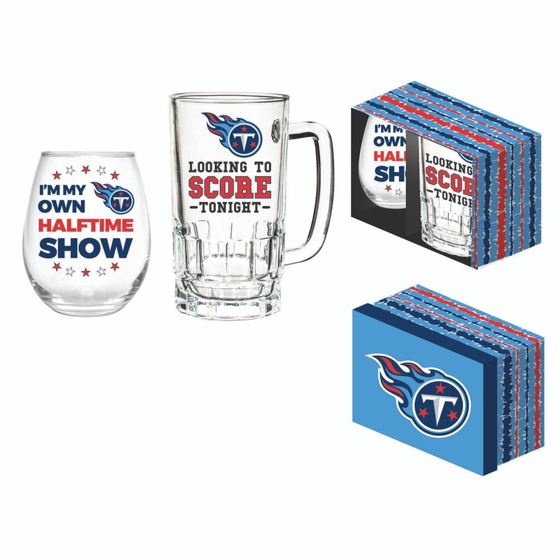 Evergreen Enterprises Tennessee Titans 17oz Stemless Wine Drink and 16oz Tankard Boxed Set