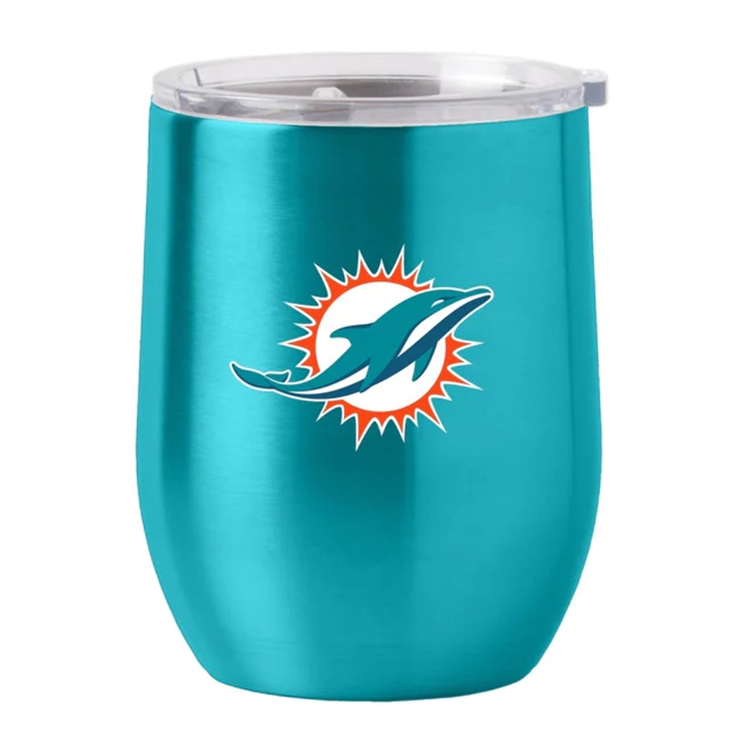 Logo Brands Miami Dolphins 16oz Stainless Steel Curved Travel Tumbler