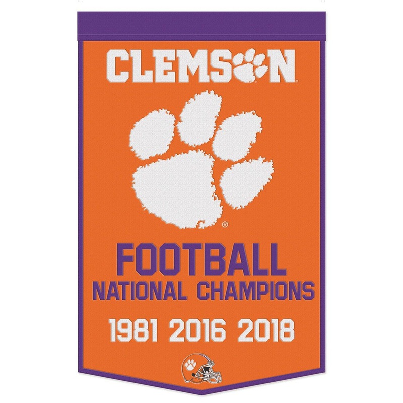 Wincraft Clemson Tigers Dynasty Champ Design Football Wool Banner 24×38