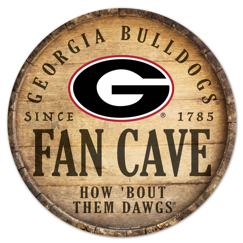 Wincraft Georgia Bulldogs 14 Inch Round Barrel Top Design Wood Sign