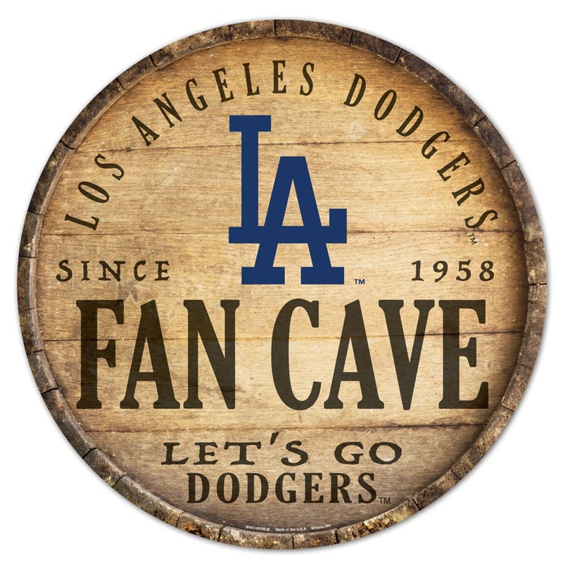 Wincraft Los Angeles Dodgers 14 Inch Round Barrel Top Design Wood Sign