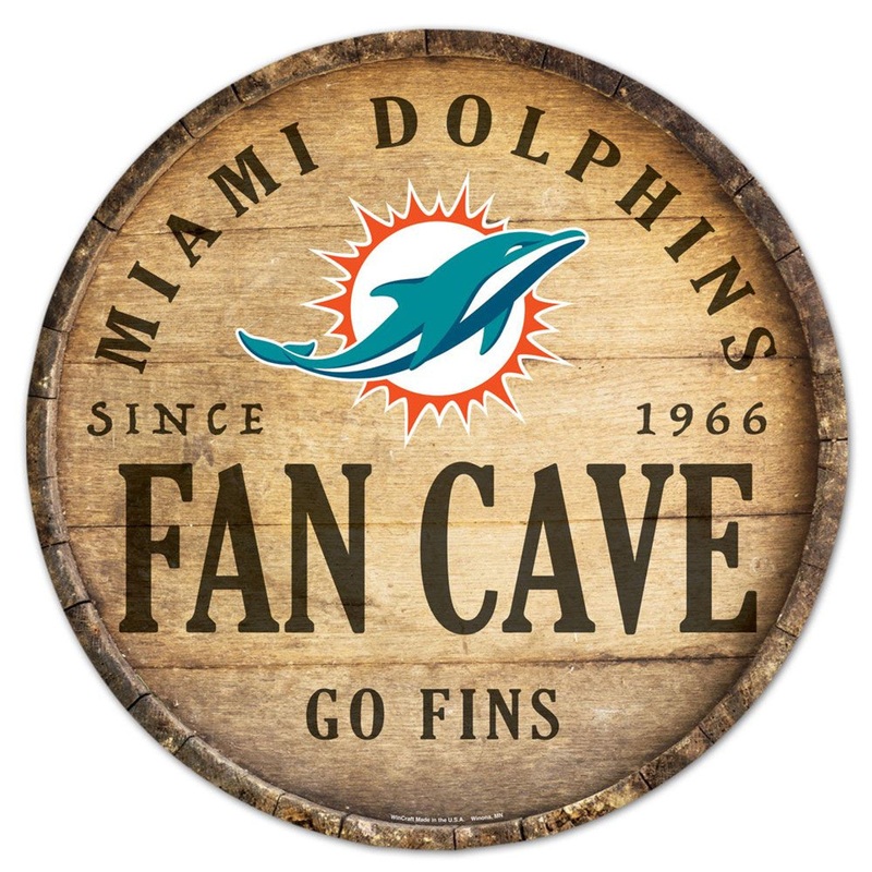 Wincraft Miami Dolphins 14 Inch Round Barrel Top Design Wood Sign