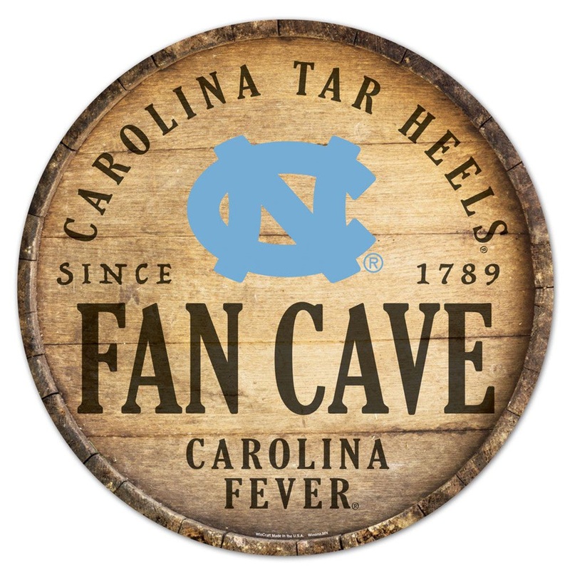 Wincraft North Carolina Tar Heels 14 Inch Round Barrel Top Design Wood Sign