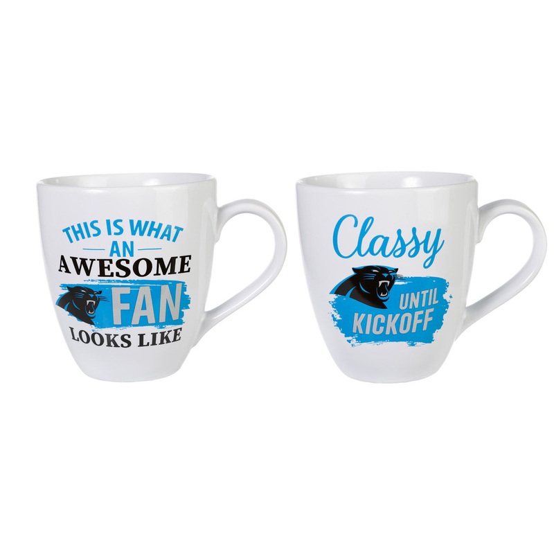 Evergreen Enterprises Carolina Panthers 17oz Ceramic 2 Piece Coffee Mug Set with Gift Box