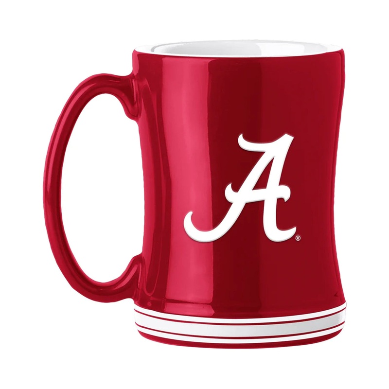 Logo Brands Alabama Crimson Team Color 14oz Sculpted Relief Tide Coffee Mug