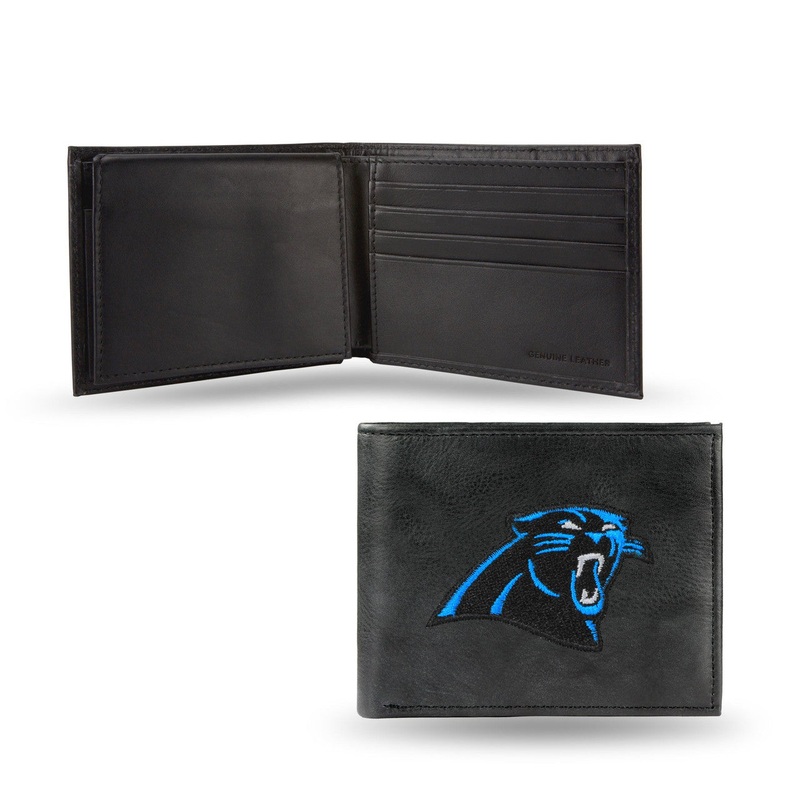 Rico Industries Carolina Panthers Black Leather Embroidered Billfold Wallet