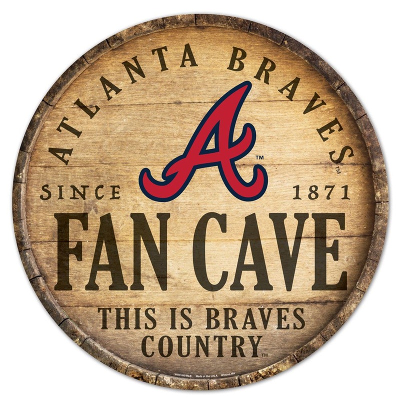 Wincraft Atlanta Braves 14 Inch Round Barrel Top Design Wood Sign