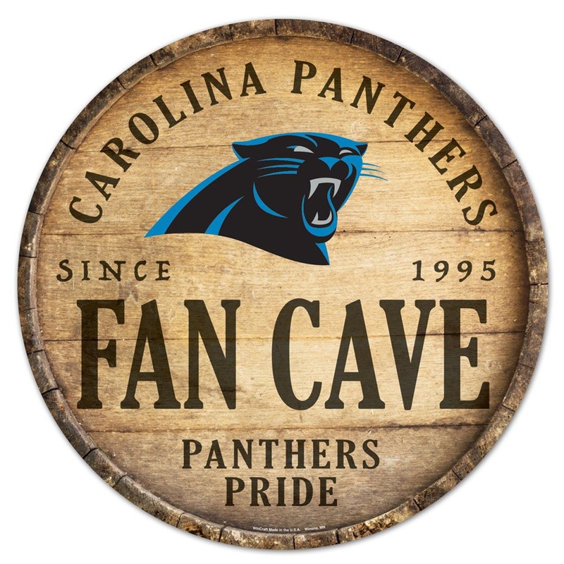 Wincraft Carolina Panthers 14 Inch Round Barrel Top Design Wood Sign