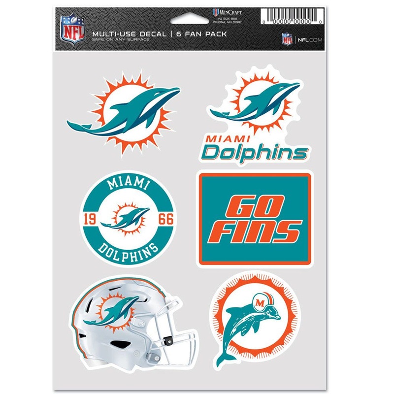 Wincraft Miami Dolphins Fan 6 Pack Multi Use Decal