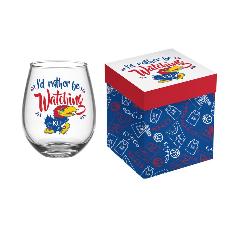 Evergreen Enterprises Kansas Jayhawks 17oz Stemless Wine Glass