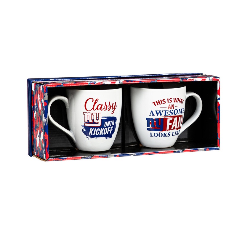 Evergreen Enterprises New York Giants 17oz Ceramic 2 Piece Coffee Mug Set with Gift Box