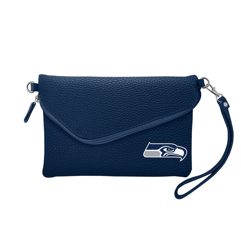 Little Earth Seattle Seahawks Navy Pebble Fold Over Crossbody Purse