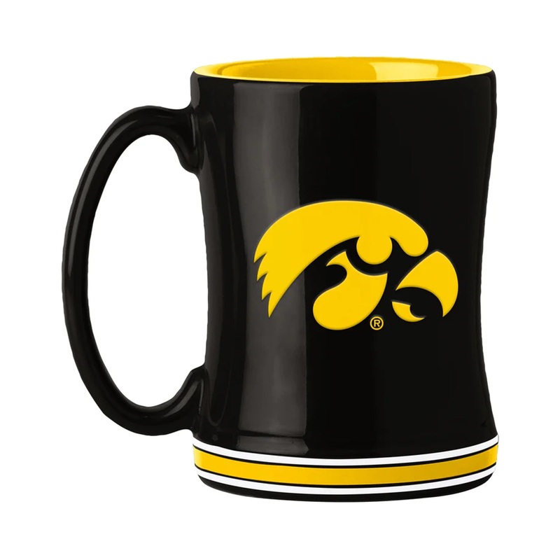 Logo Brands Iowa Hawkeyes Team Color 14oz Sculpted Relief Coffee Mug