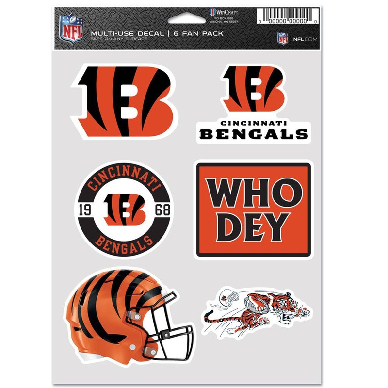 Wincraft Cincinnati Bengals Fan 6 Pack Multi Use Decal