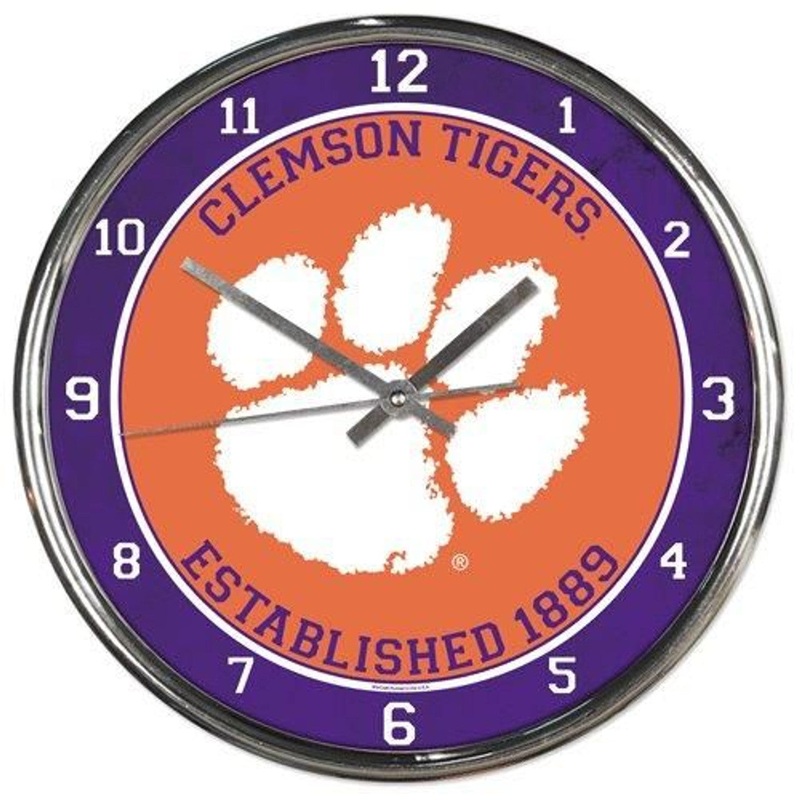 Wincraft Clemson Tigers Chrome Round Wall Clock