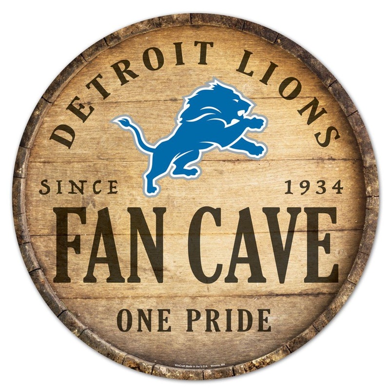 Wincraft Detroit Lions 14 Inch Round Barrel Top Design Wood Sign