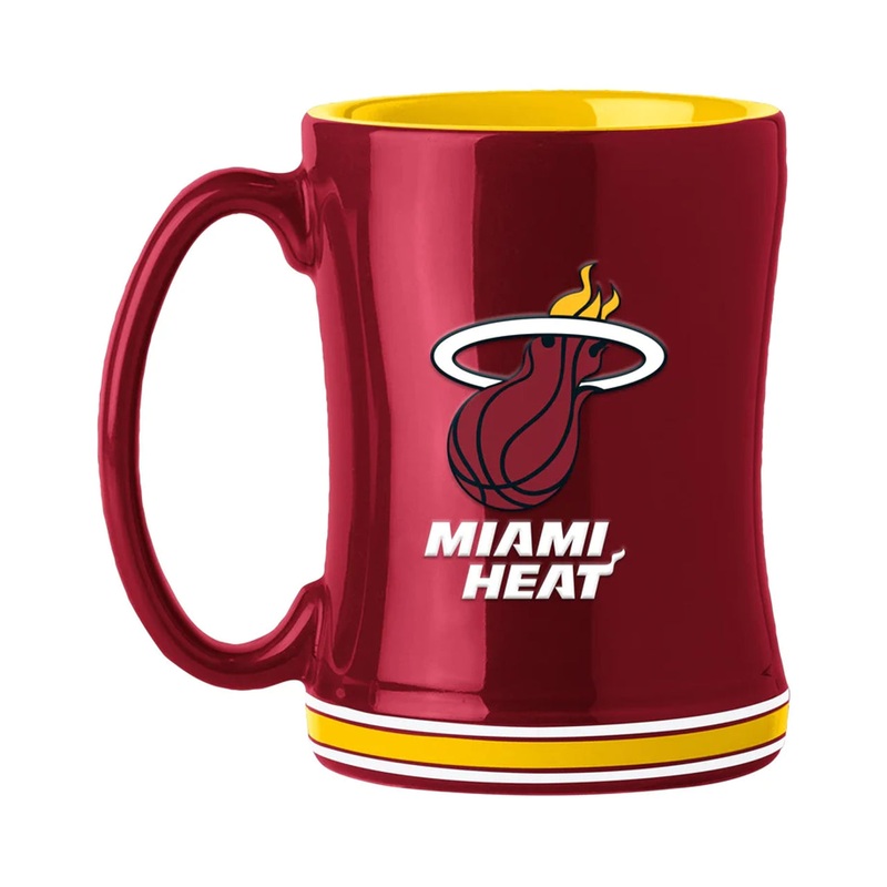 Logo Brands Miami Heat Team Color 14oz Sculpted Relief Coffee Mug