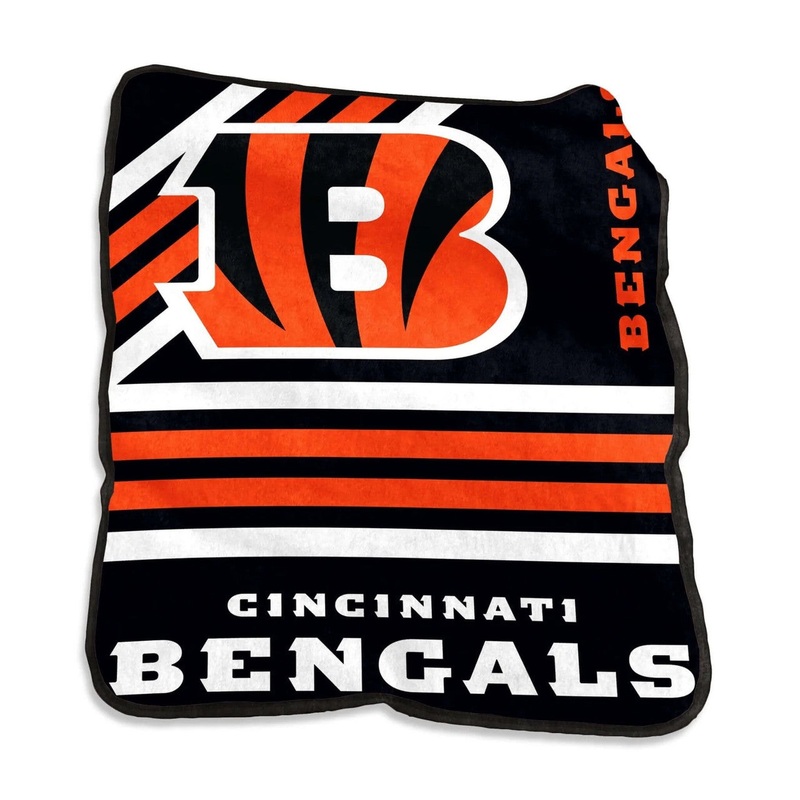 Logo Brands Cincinnati Bengals Raschel Throw Blanket 50×60