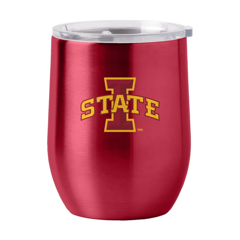 Logo Brands Iowa State Cyclones 16oz Stainless Steel Curved Travel Tumbler