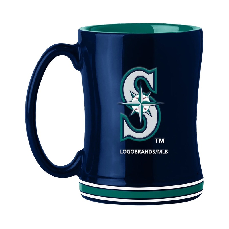 Logo Brands Seattle Mariners Team Color 14oz Sculpted Relief Coffee Mug