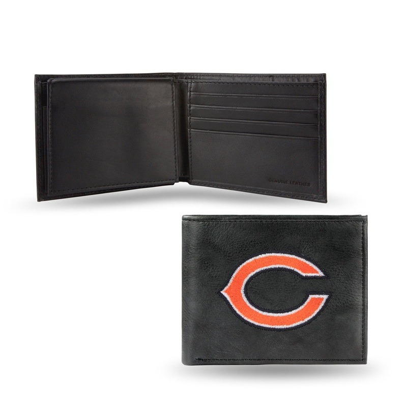 Rico Industries Chicago Bears Black Leather Embroidered Billfold Wallet