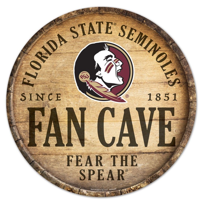 Wincraft Florida State Seminoles 14 Inch Round Barrel Top Design Wood Sign
