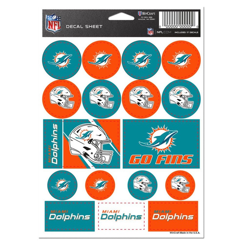 Wincraft Miami Dolphins Vinyl Decal Sheet 5×7