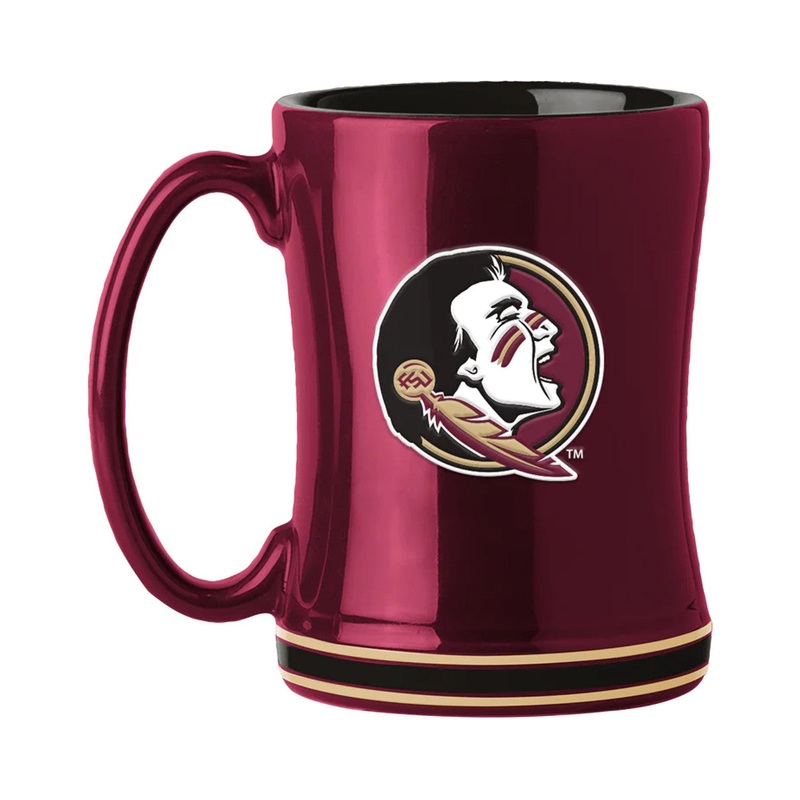 Logo Brands Florida State Seminoles Team Color 14oz Sculpted Relief Coffee Mug