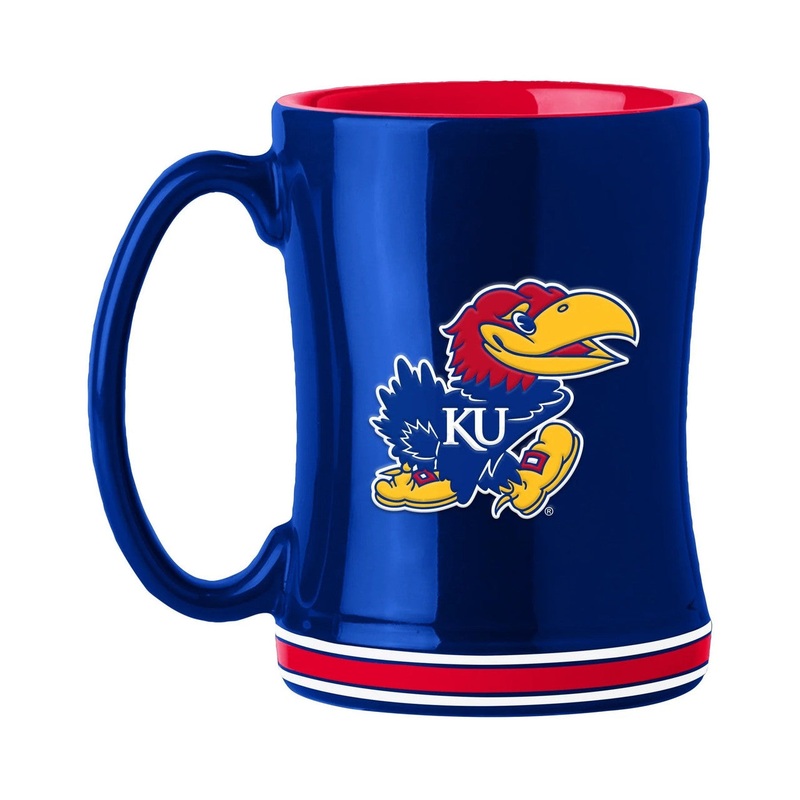 Logo Brands Kansas Jayhawks Team Color 14oz Sculpted Relief Coffee Mug