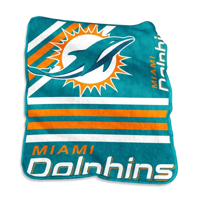 Logo Brands Miami Dolphins Raschel Throw Blanket 50×60