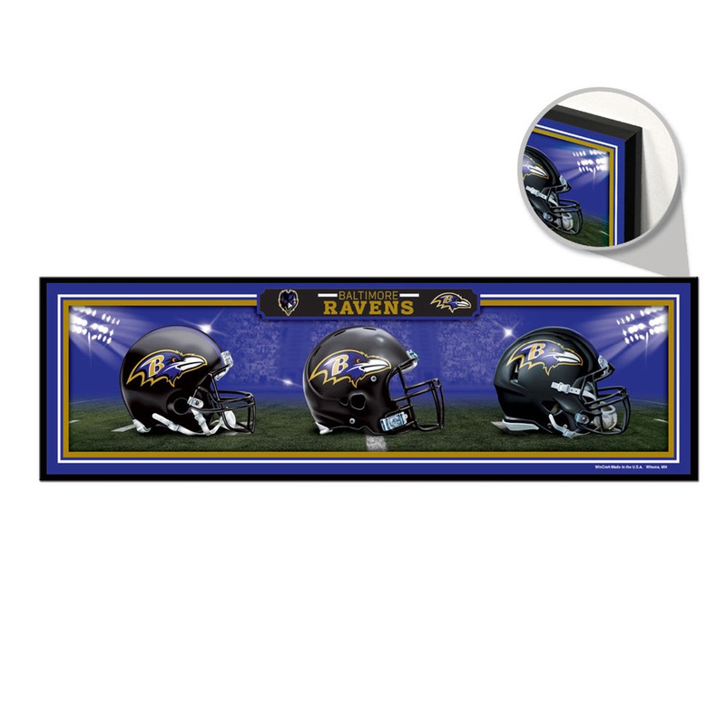 Wincraft Baltimore Ravens Helmets Design Wood Sign 9×30 – Special Order