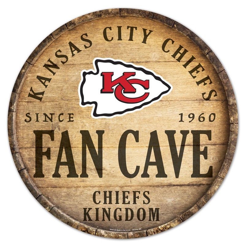 Wincraft Kansas City Chiefs 14 Inch Round Barrel Top Design Wood Sign
