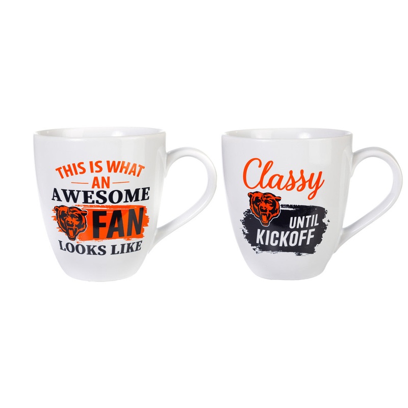 Evergreen Enterprises Chicago Bears 17oz Ceramic 2 Piece Coffee Mug Set with Gift Box