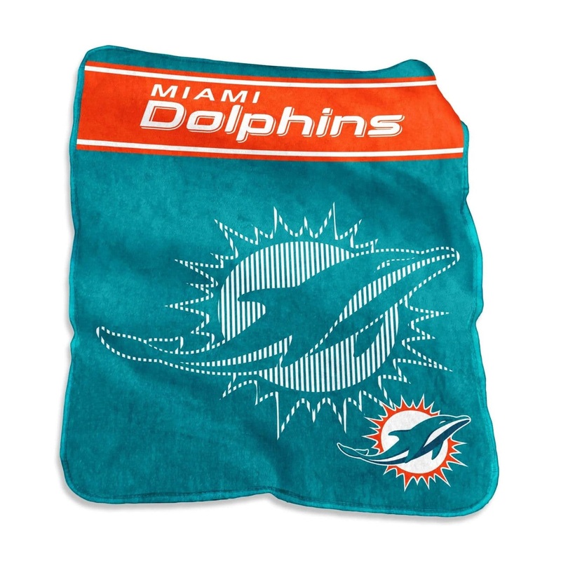 Logo Brands Miami Dolphins Raschel Throw Blanket 60×80
