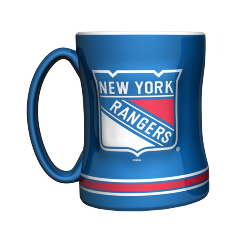 Logo Brands New York Rangers 14oz Team Color Sculpted Relief Coffee Mug