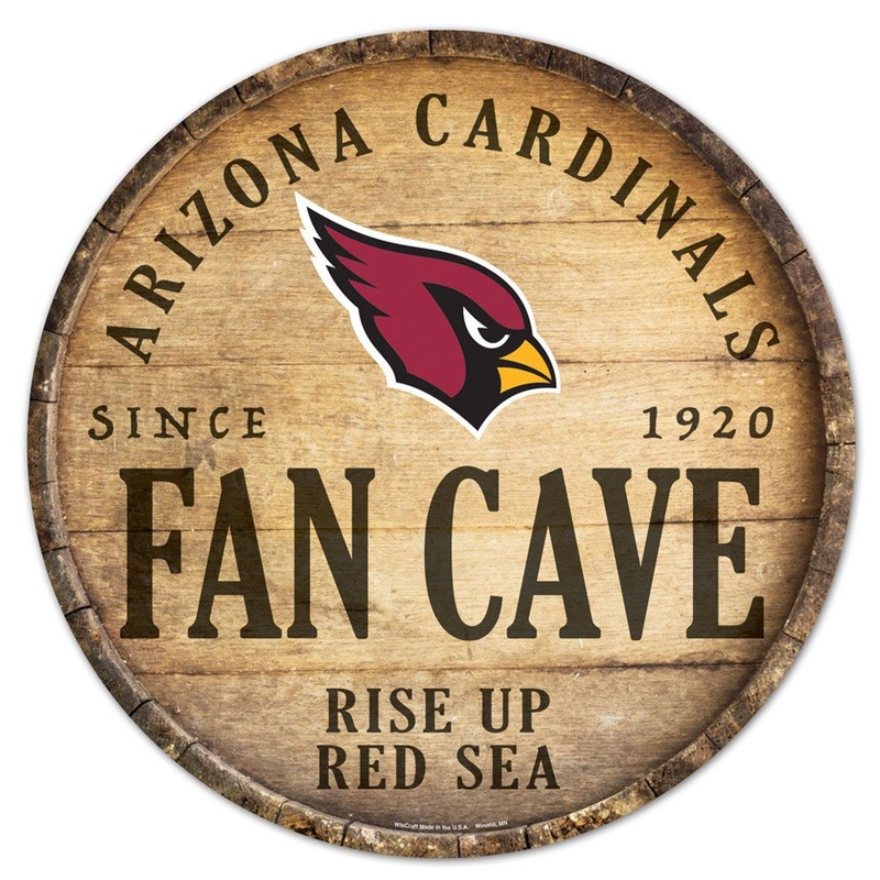 Wincraft Arizona Cardinals 14 Inch Round Barrel Top Design Wood Sign