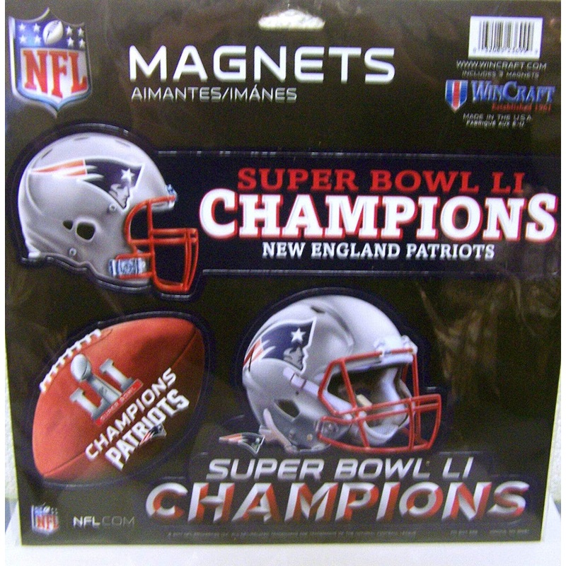 Wincraft New England Patriots Set of 3 Super Bowl 51 Champions Design Die Cut Vinyl Magnets 11×11